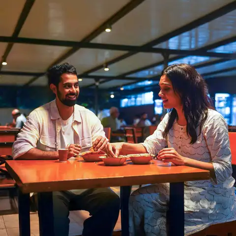 Enjoy tea and snacks at a vegetarian restaurant at the centre. 
